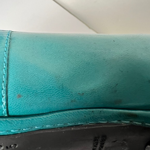 Aerosoles Signature Teal Leather Square Toe Mid Heel Pumps Women's Size 7B - Picture 10 of 11